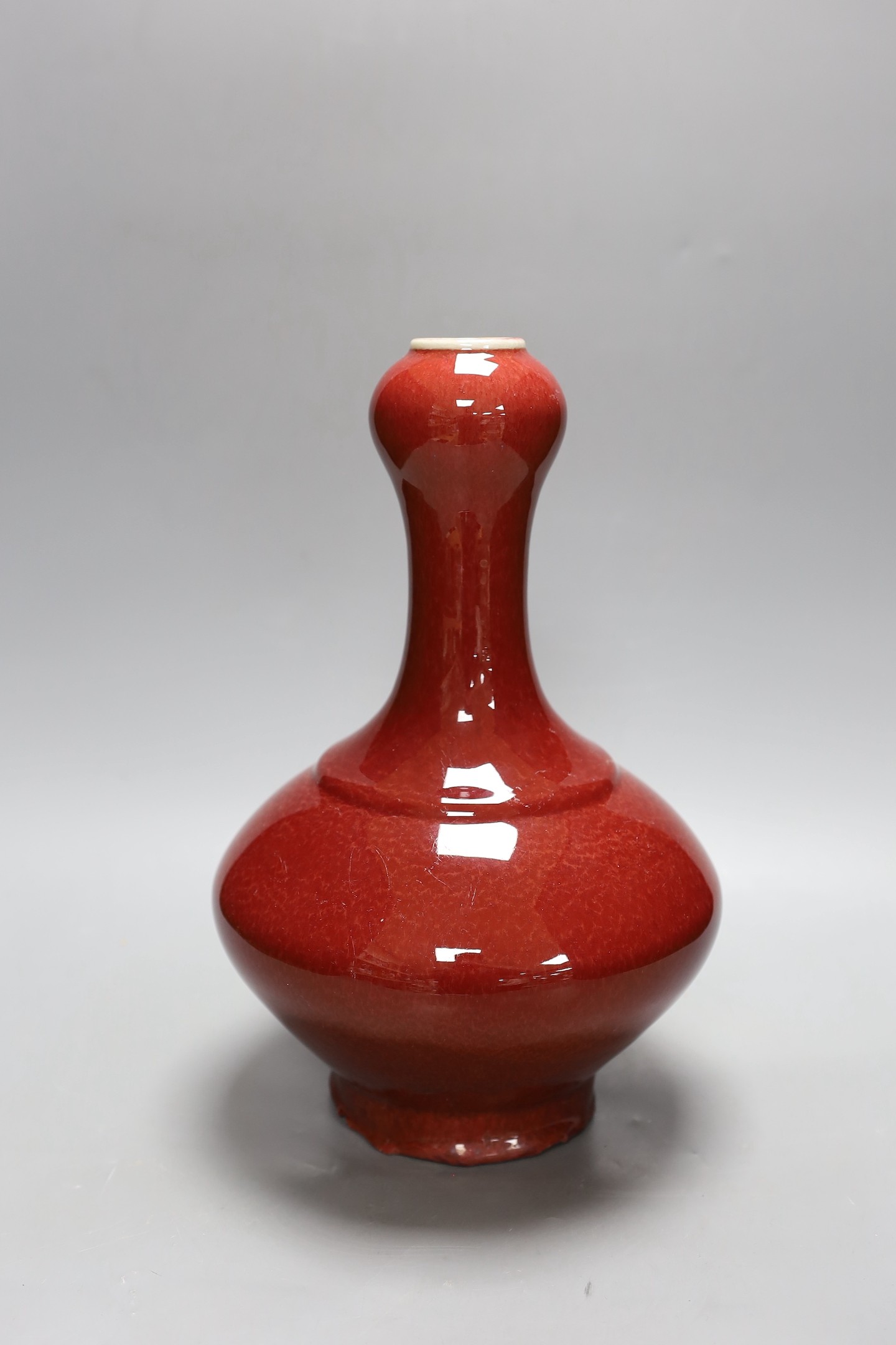 A Chinese sang-de-boeuf garlic-neck vase, 33cm